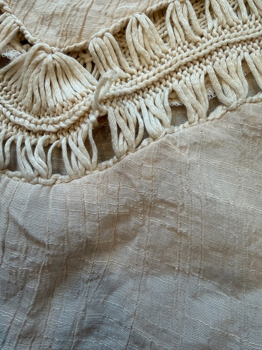 Vivid Collection Bohemian Crochet Swimsuit Cover-up Size Small - Cream Beige - Picture 8 of 9